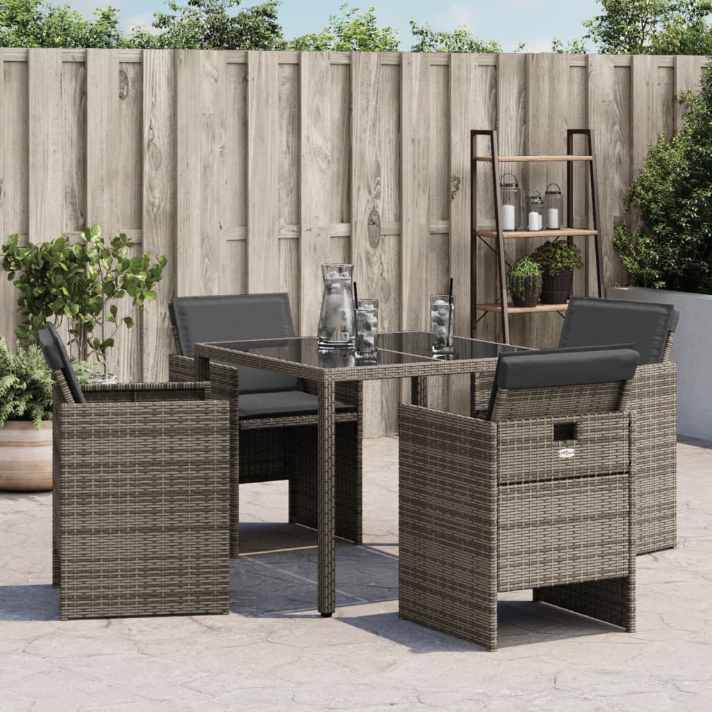 Gartenstühle mit Kissen 4 Stk. Grau Poly Rattan