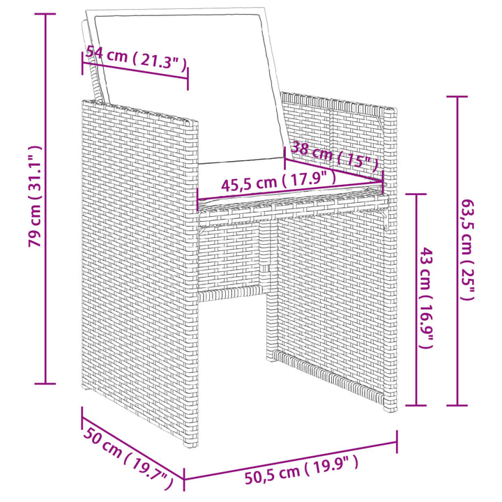 Gartenstühle mit Kissen 4 Stk. Braun Poly Rattan