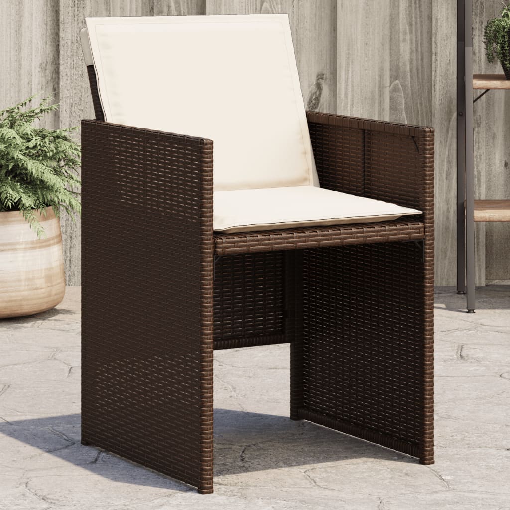 Gartenstühle mit Kissen 4 Stk. Braun Poly Rattan