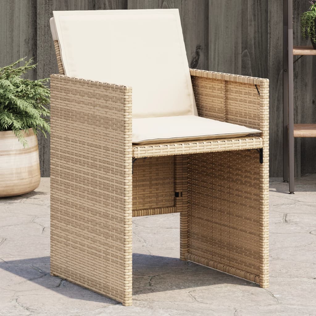 Gartenstühle mit Kissen 4 Stk. Beige Poly Rattan