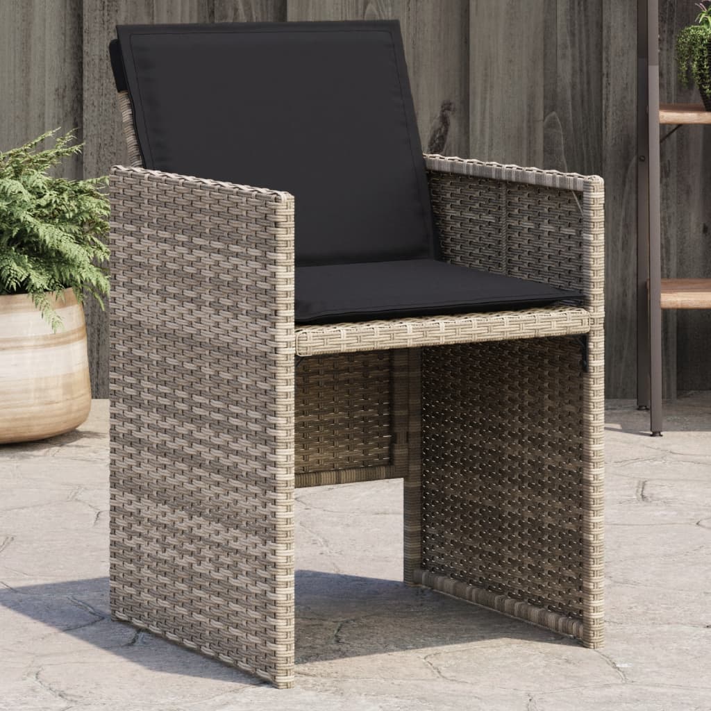 Gartenstühle mit Kissen 4 Stk. Hellgrau Poly Rattan