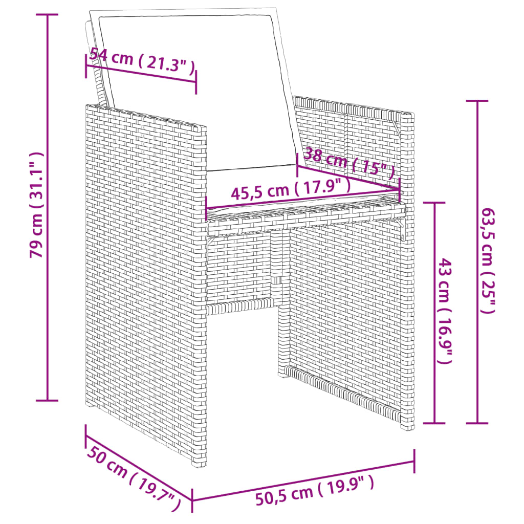 Gartenstühle mit Kissen 4 Stk. Beigemischung Poly Rattan