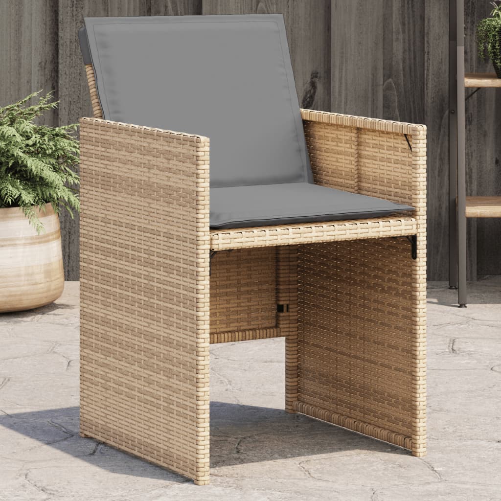 Gartenstühle mit Kissen 4 Stk. Beigemischung Poly Rattan