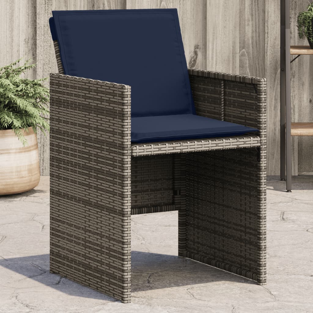 Gartenstühle mit Kissen 4 Stk. Grau Poly Rattan