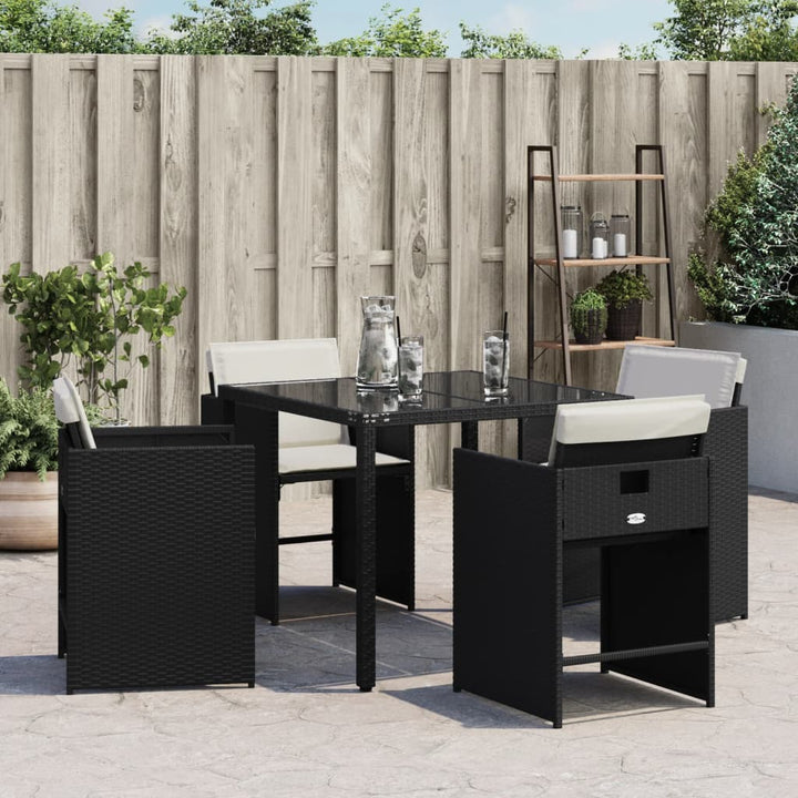 Gartenstühle mit Kissen 4 Stk. Schwarz Poly Rattan