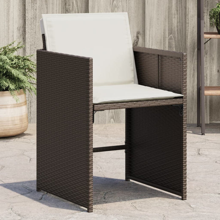 Gartenstühle mit Kissen 4 Stk. Braun Poly Rattan