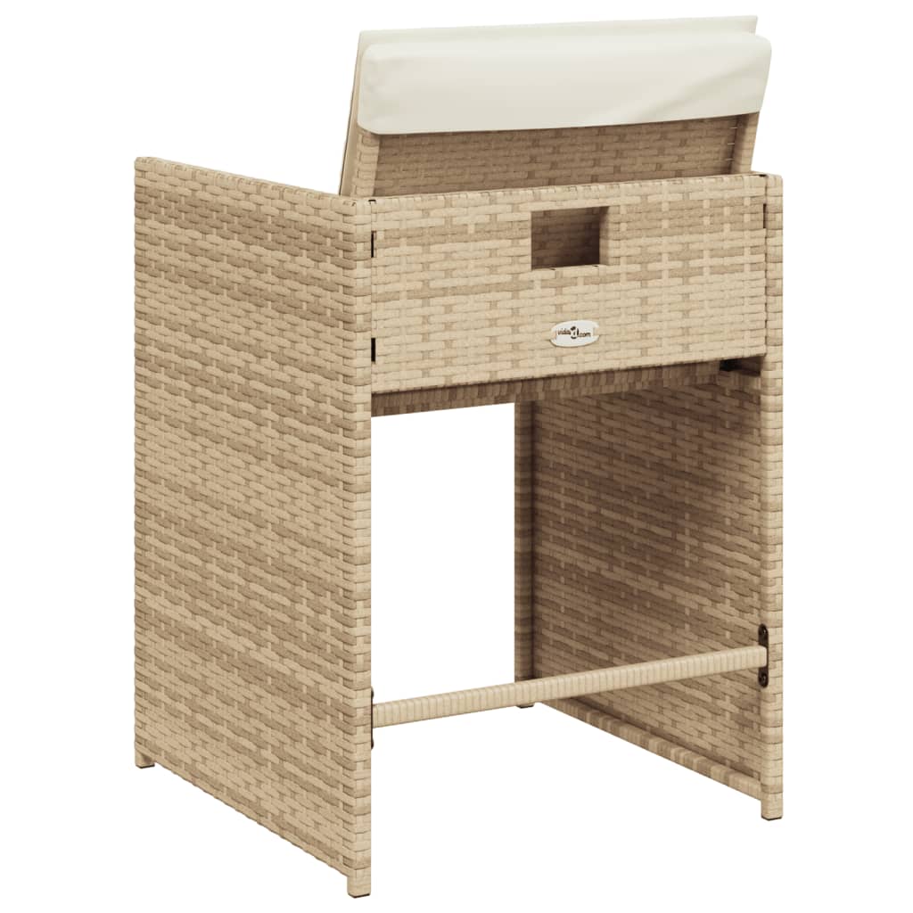 Gartenstühle mit Kissen 4 Stk. Beige Poly Rattan