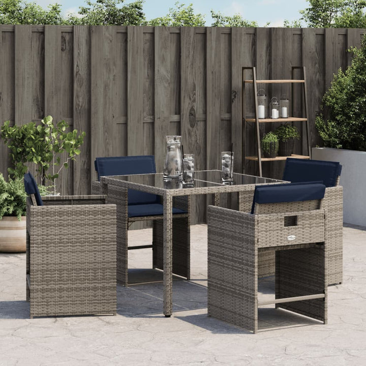 Gartenstühle mit Kissen 4 Stk. Grau Poly Rattan