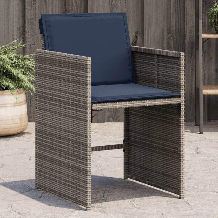 Gartenstühle mit Kissen 4 Stk. Grau Poly Rattan