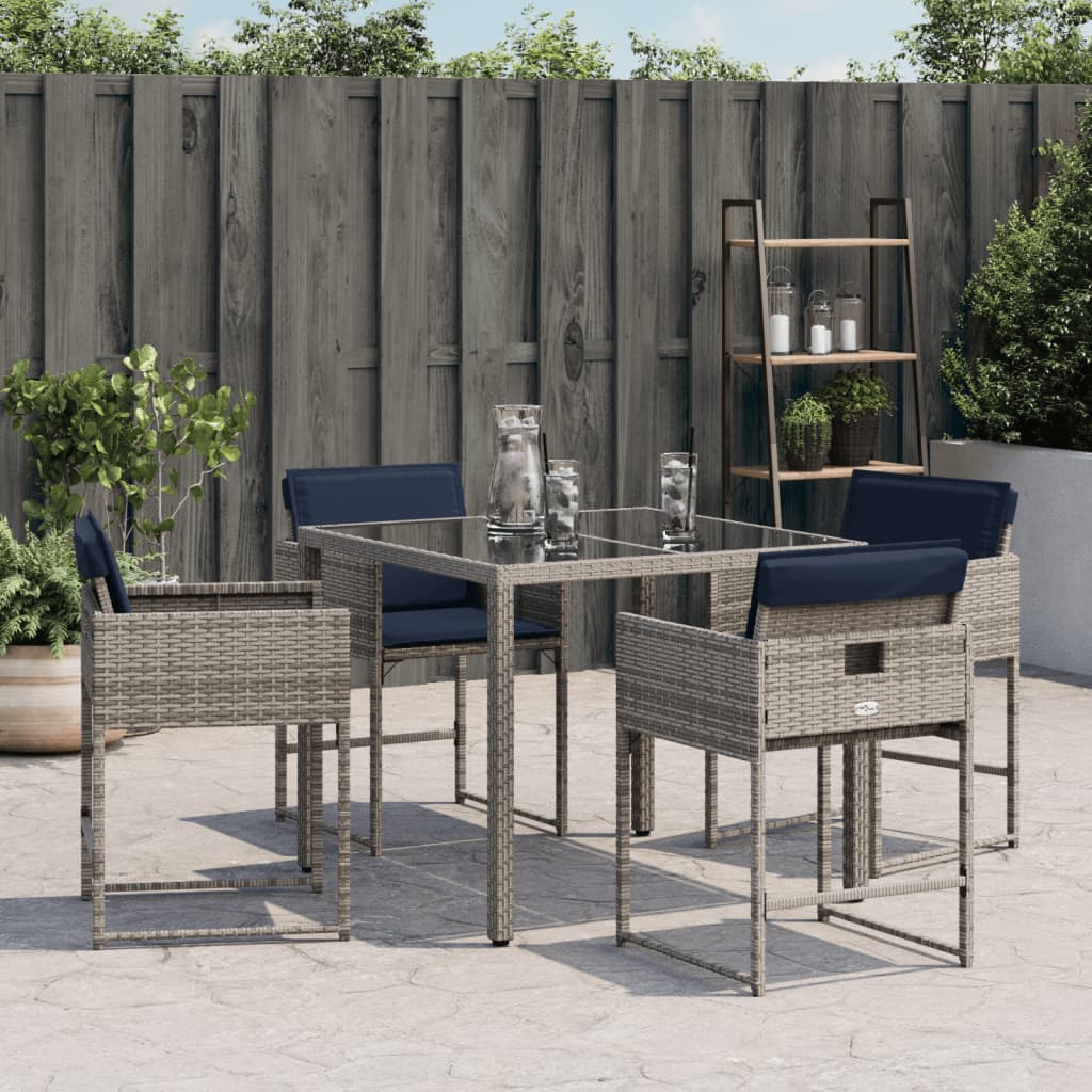 Gartenstühle mit Kissen 4 Stk. Grau Poly Rattan