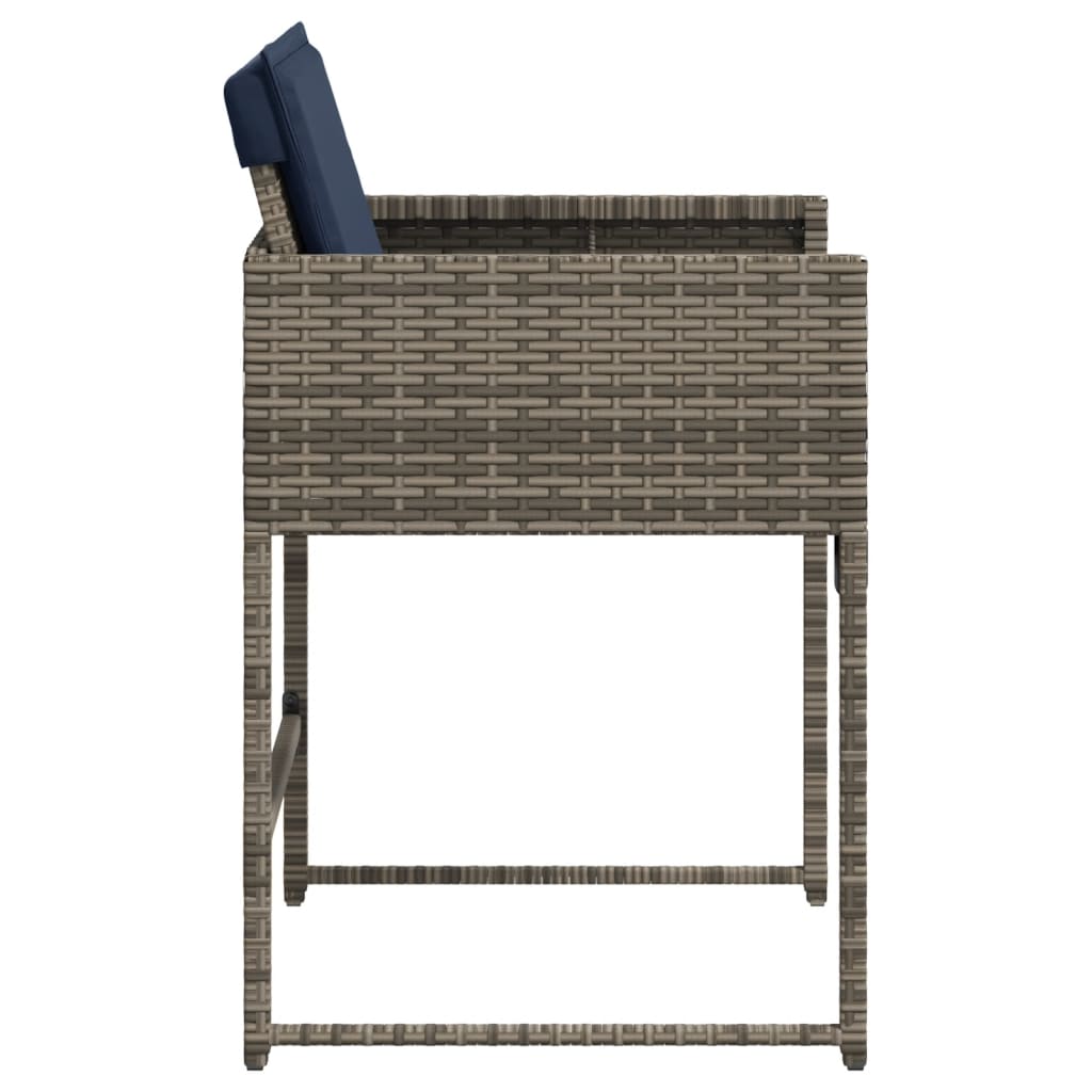 Gartenstühle mit Kissen 4 Stk. Grau Poly Rattan