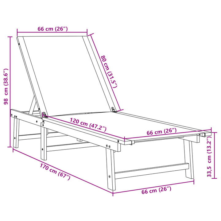 Sonnenliegen 2 Stk. Creme Massivholz Akazie und Textilene