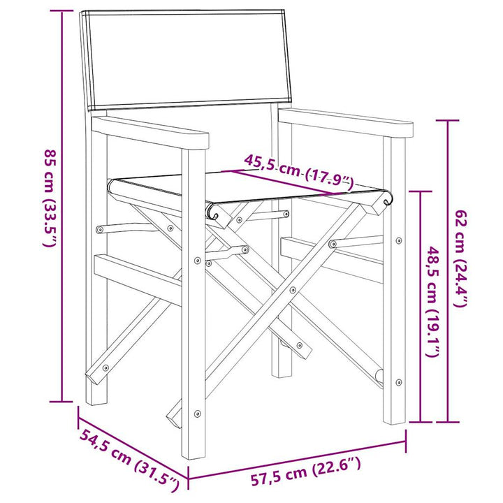 Regiestuhl Klappbar Creme Massivholz Teak