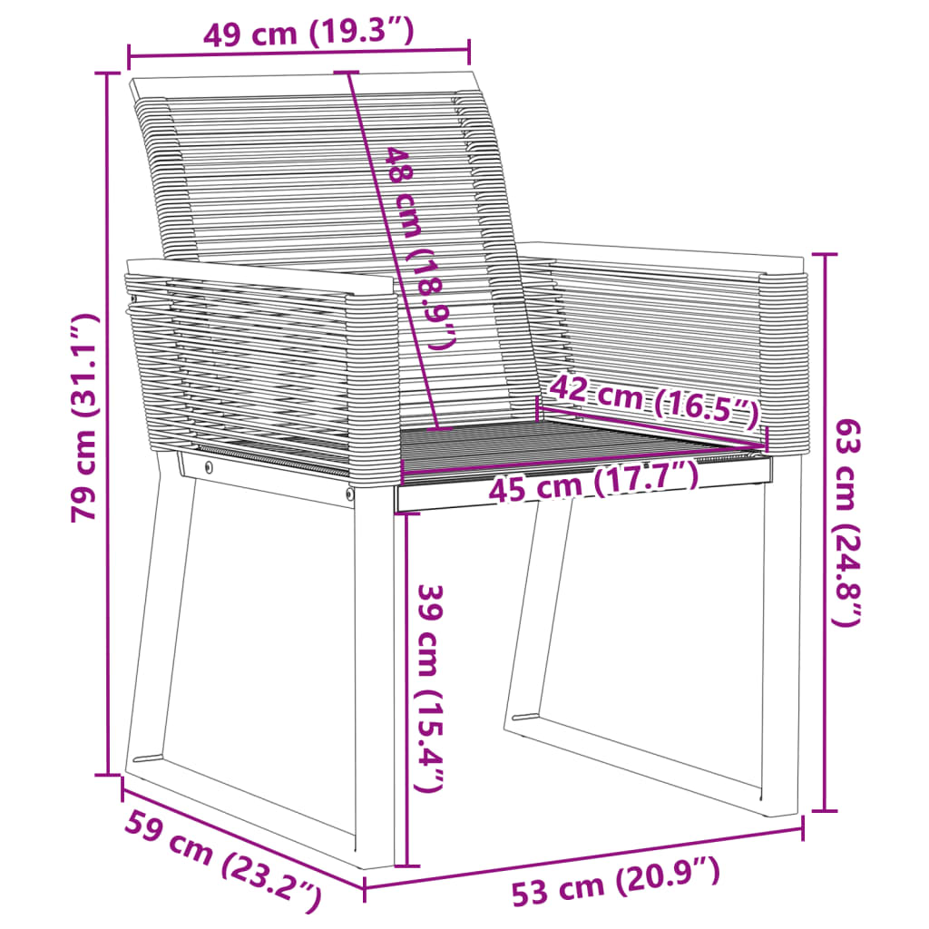 Gartenstühle 2 Stk. Schwarz Poly Rattan