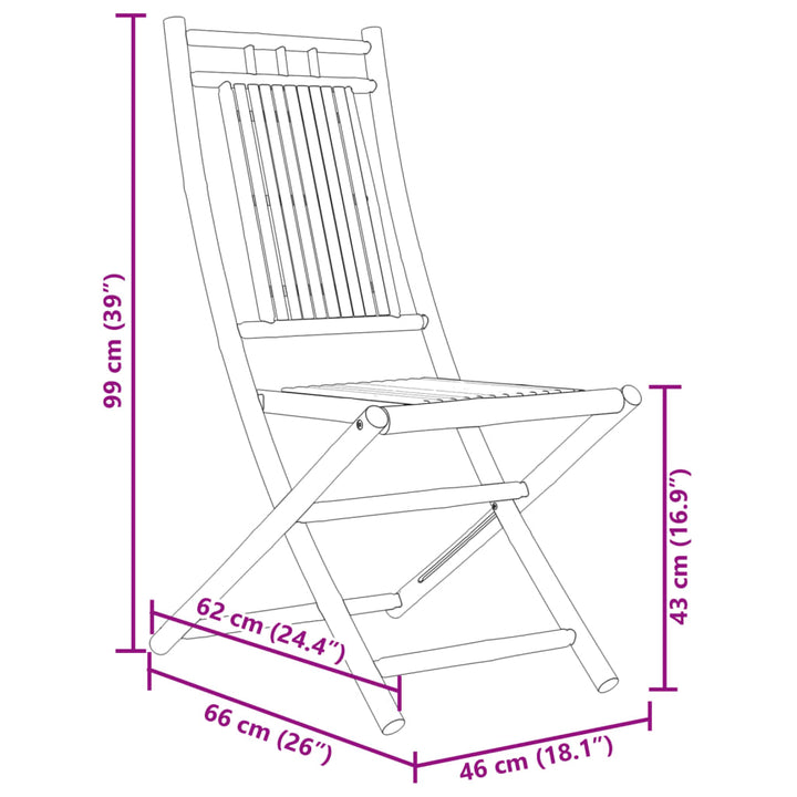 Gartenstühle 2 Stk. Klappbar 46x66x99 cm Bambus