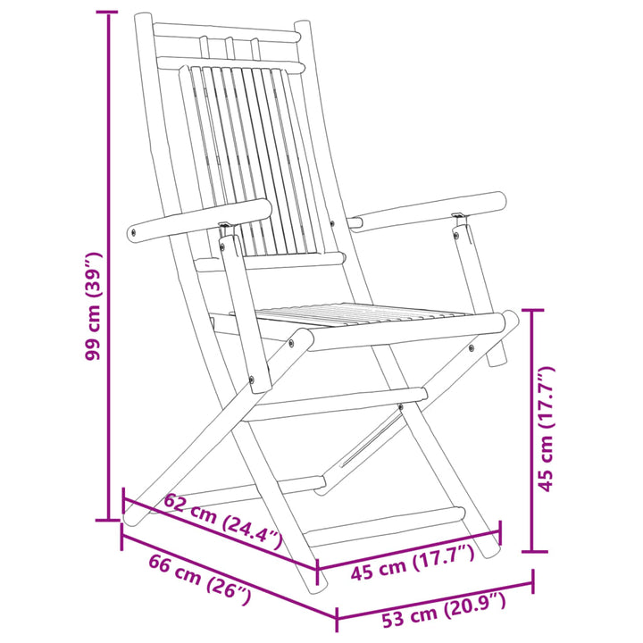 Gartenstühle 2 Stk. Klappbar 53x66x99 cm Bambus