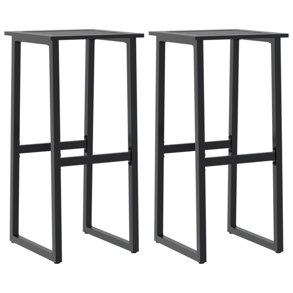 Taburetes de bar 2 uds. Negro 38x38x80 cm Acero con recubrimiento en polvo