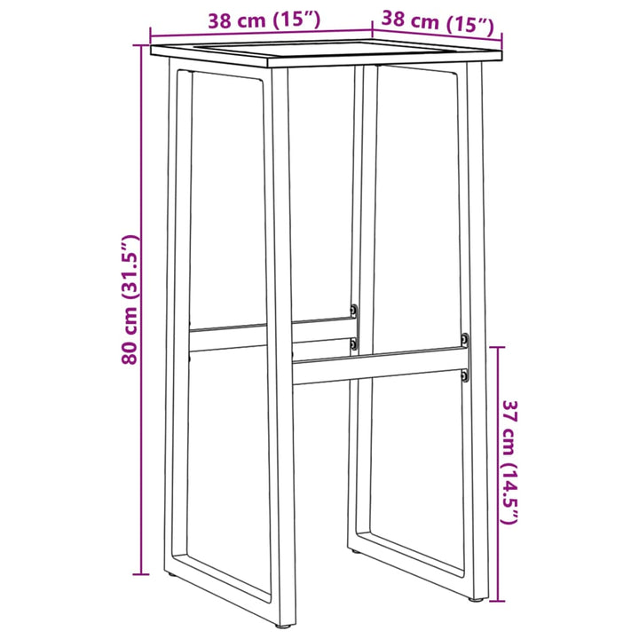 Taburetes de bar 2 uds. Negro 38x38x80 cm Acero con recubrimiento en polvo