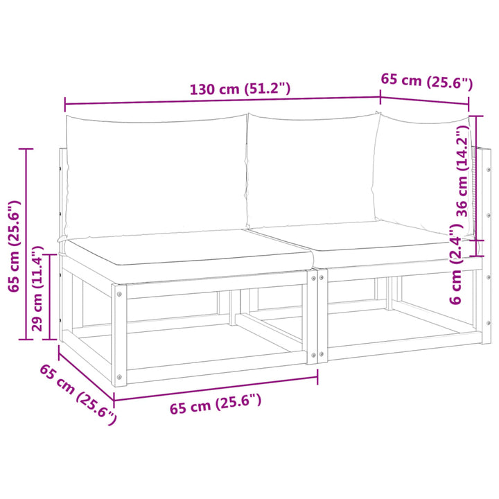 Gartensofa mit Kissen 2-Sitzer Massivholz Akazie