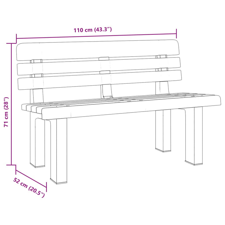 Gartenbank Weiß 110x52x71 cm Polypropylen