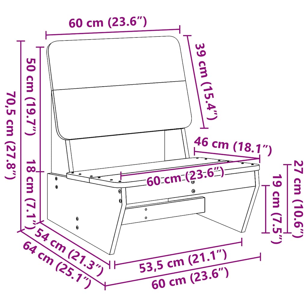 Gartenstühle 2 Stk. 60x64x70,5 cm Massivholz Douglasie