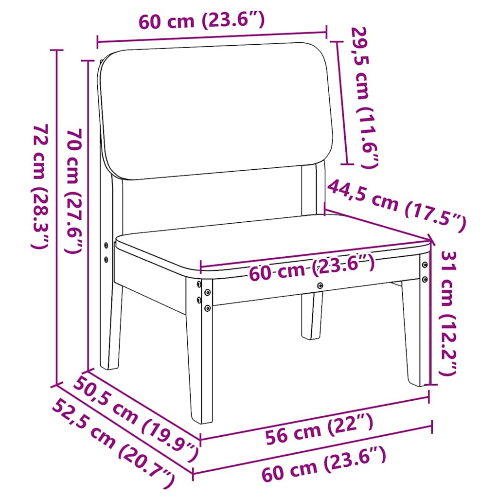 Gartenstuhl Wachsbraun 60x52,5x72 cm Massivholz Kiefer