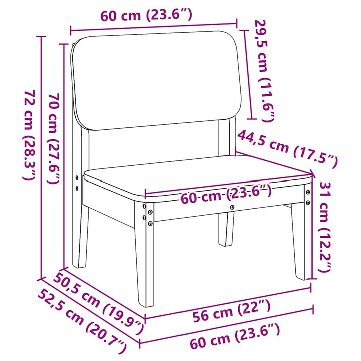 Gartenstuhl 60x52,5x72 cm Massivholz Douglasie