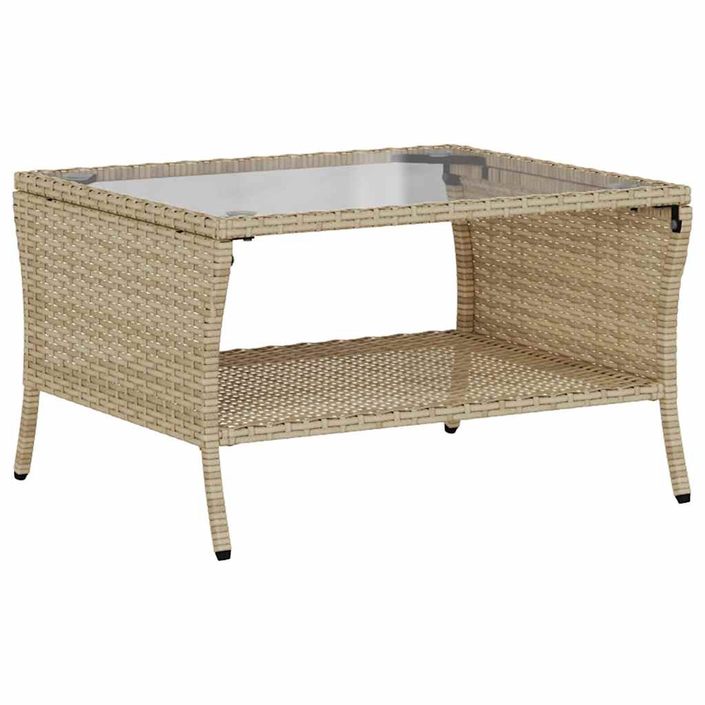 Gartensofa 2-Sitzer mit Kissen & Tisch Beige Poly Rattan