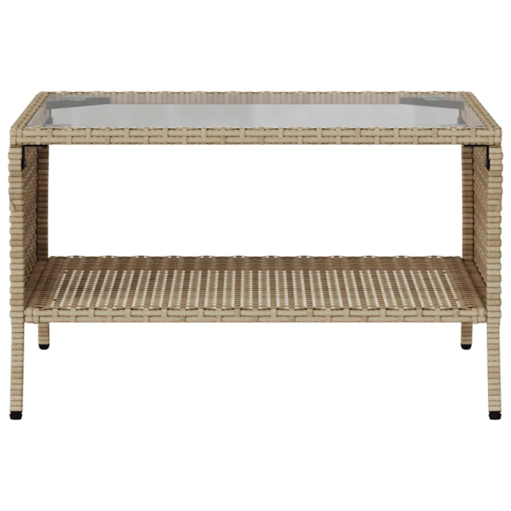 Gartensofa 2-Sitzer mit Kissen & Tisch Beige Poly Rattan