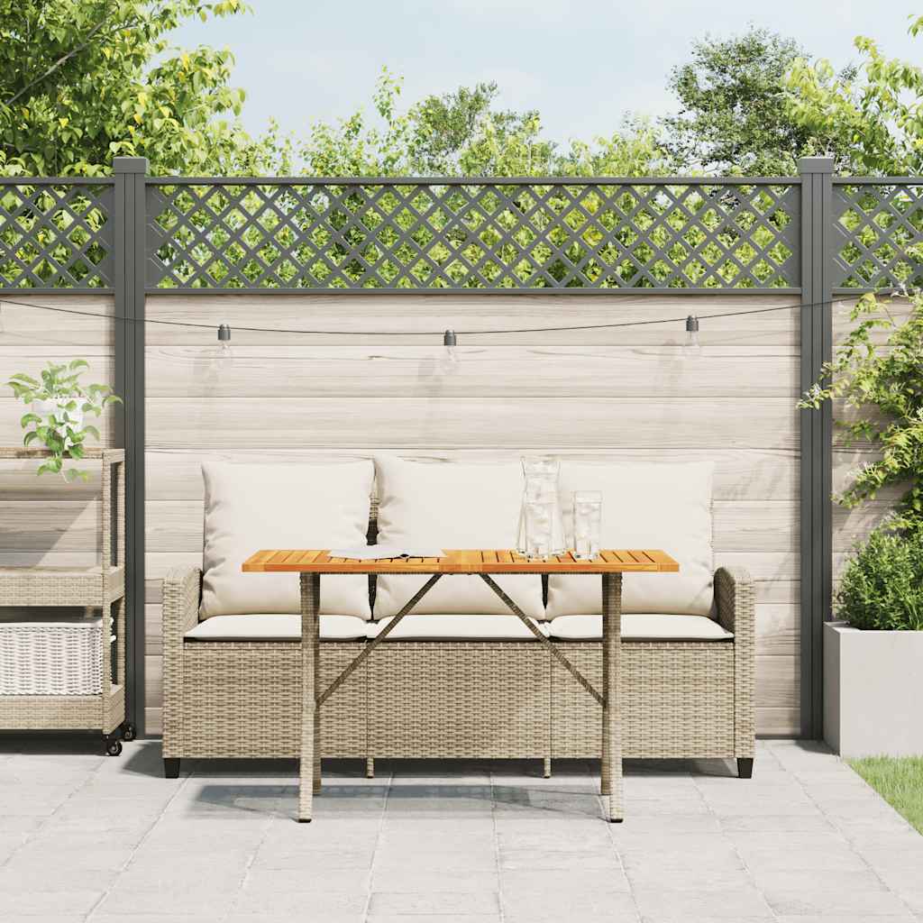 Gartensofa 3-Sitzer mit Kissen & Tisch Beige Poly Rattan