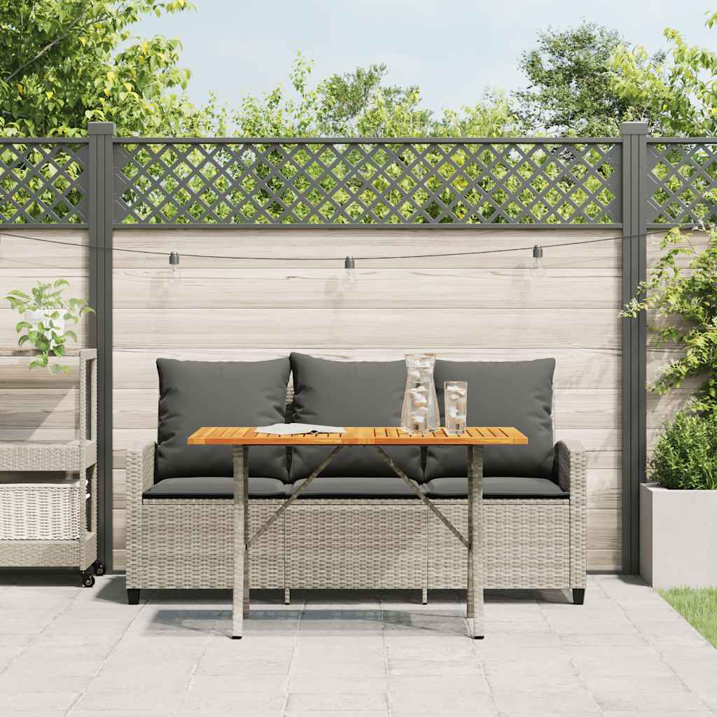 Gartensofa 3-Sitzer mit Kissen & Tisch Hellgrau Poly Rattan