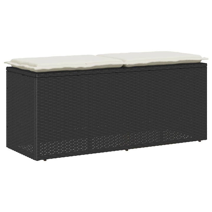 Gartenbank mit Kissen Schwarz 110x40x44 cm Poly Rattan