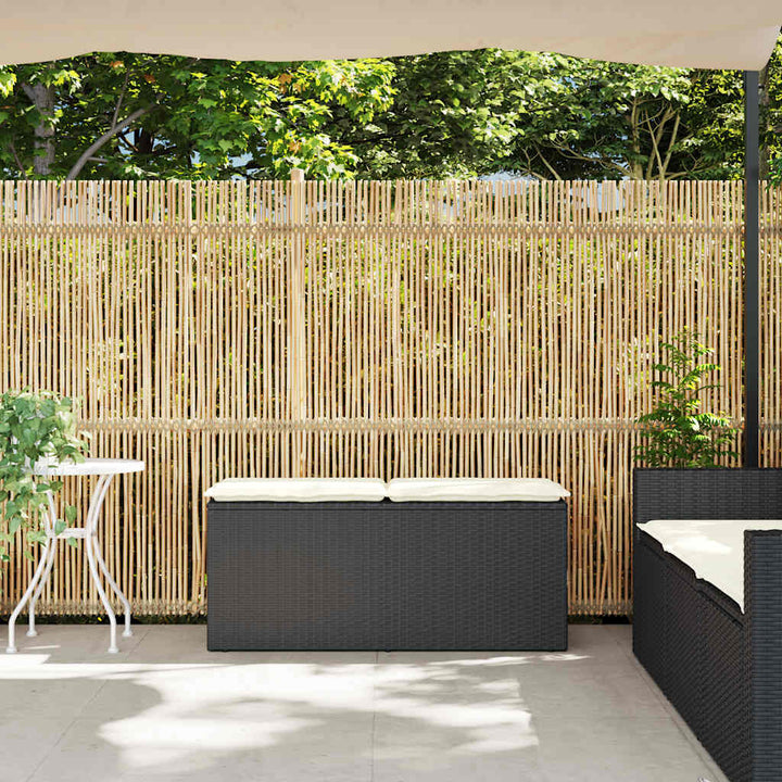 Gartenbank mit Kissen Schwarz 110x40x44 cm Poly Rattan