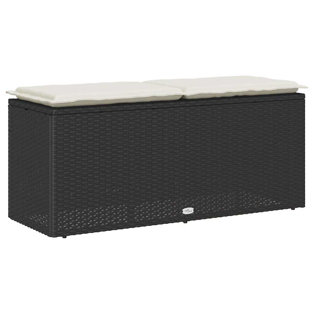 Gartenbank mit Kissen Schwarz 110x40x44 cm Poly Rattan