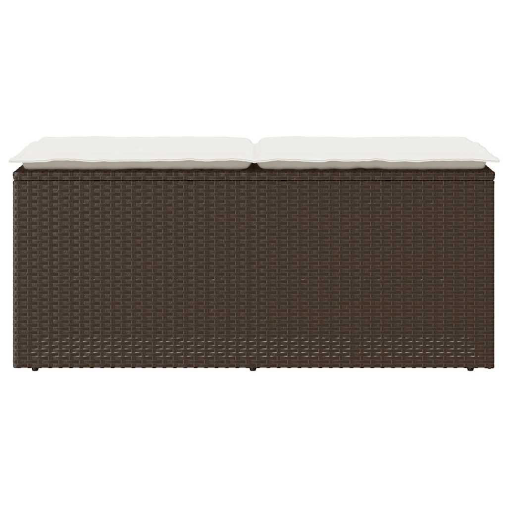 Gartenbank mit Kissen Braun 110x40x44 cm Poly Rattan