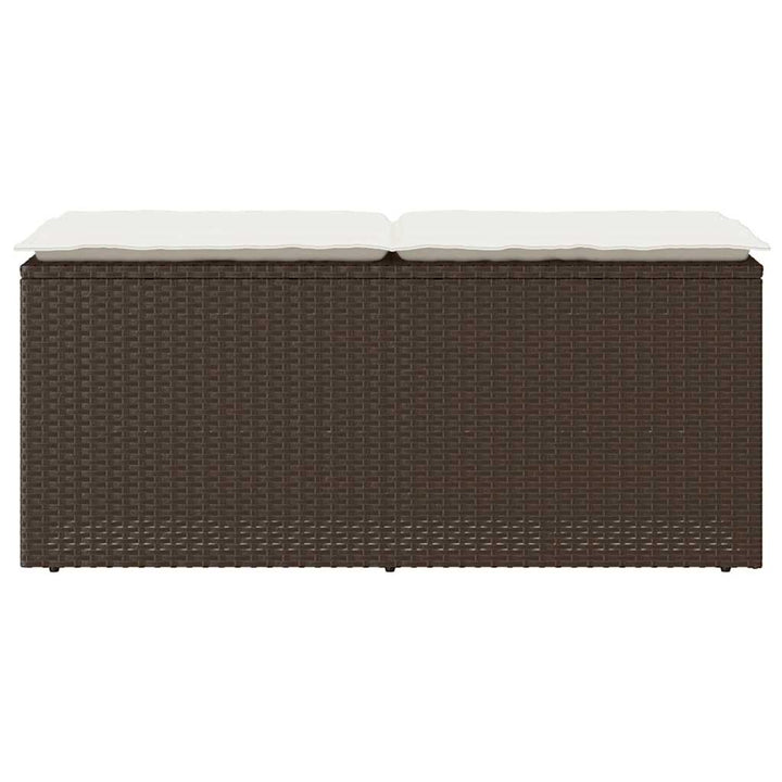 Gartenbank mit Kissen Braun 110x40x44 cm Poly Rattan