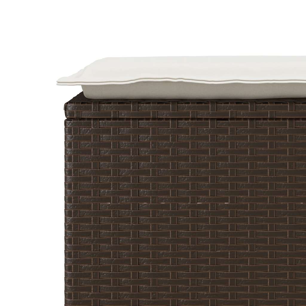 Gartenbank mit Kissen Braun 110x40x44 cm Poly Rattan