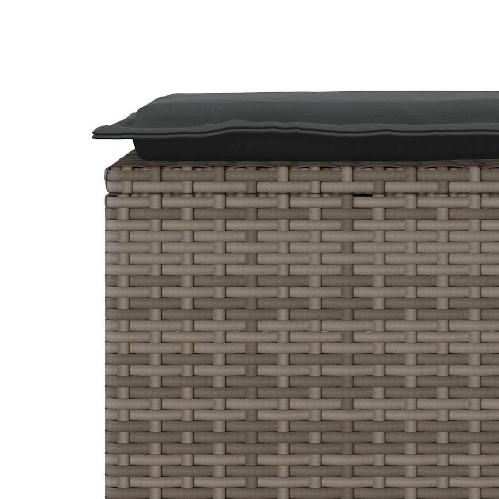 Gartenbank mit Kissen Grau 110x40x44 cm Poly Rattan