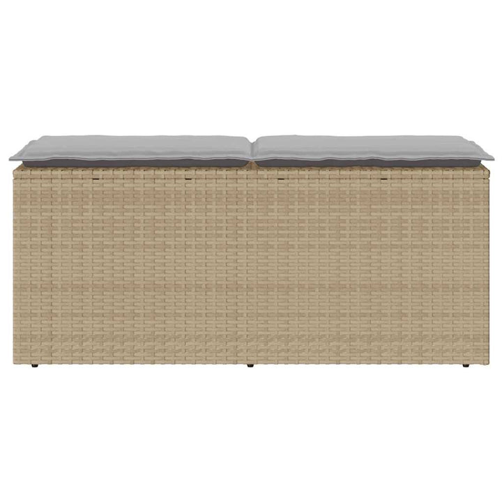 Gartenbank mit Kissen Beige 110x40x44 cm Poly Rattan