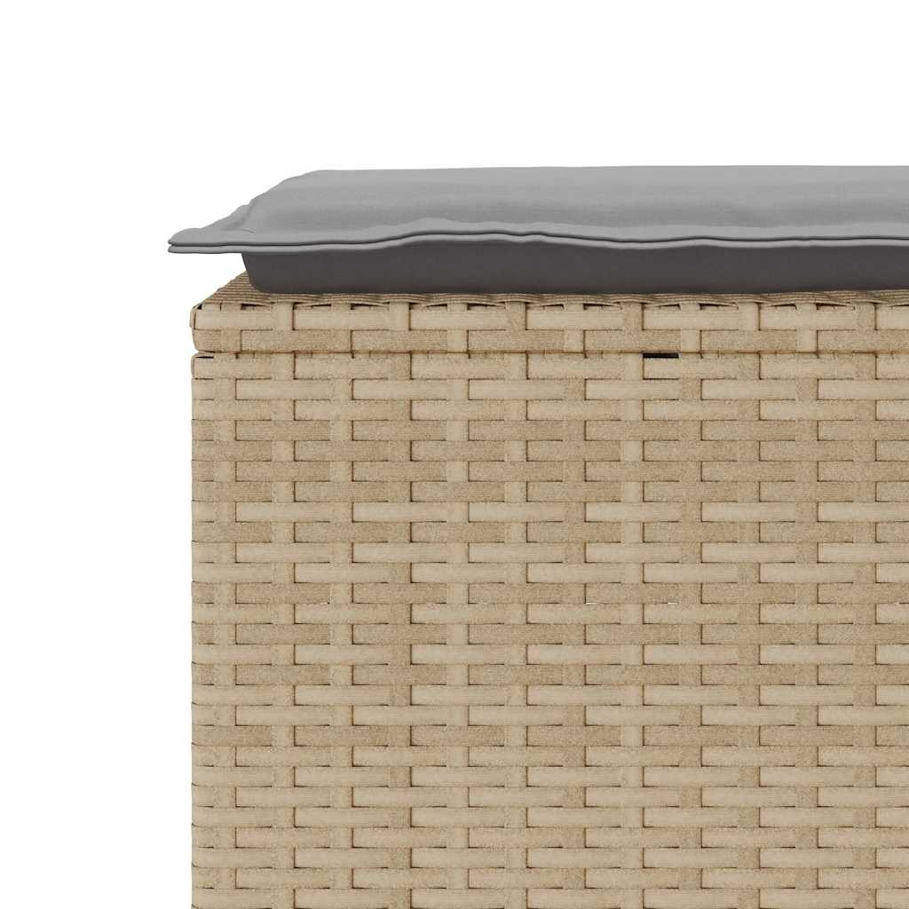 Gartenbank mit Kissen Beige 110x40x44 cm Poly Rattan