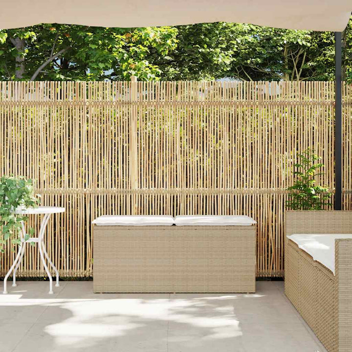 Gartenbank mit Kissen Beige 110x40x44 cm Poly Rattan