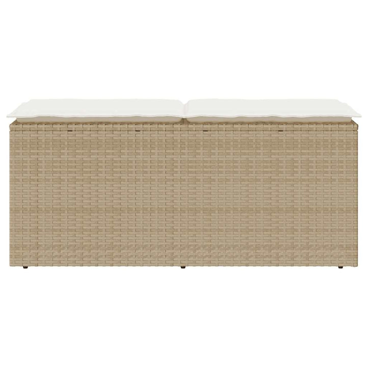 Gartenbank mit Kissen Beige 110x40x44 cm Poly Rattan