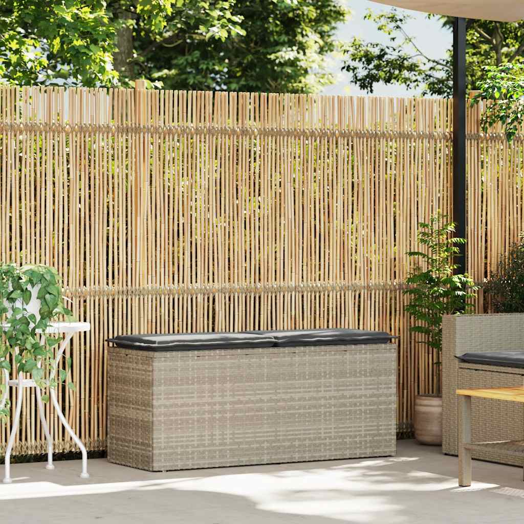 Gartenbank mit Kissen Hellgrau 110x40x44 cm Poly Rattan