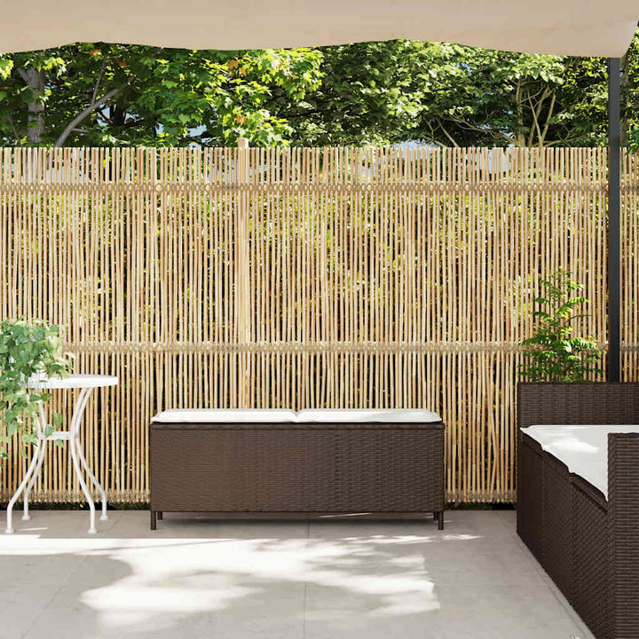 Gartenbank mit Kissen Braun 110x30x40,5 cm Poly Rattan