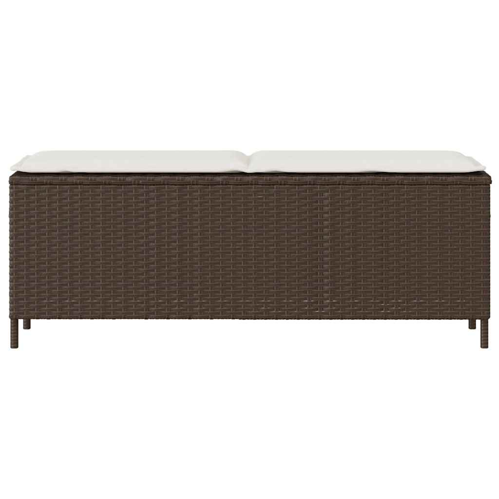 Gartenbank mit Kissen Braun 110x30x40,5 cm Poly Rattan