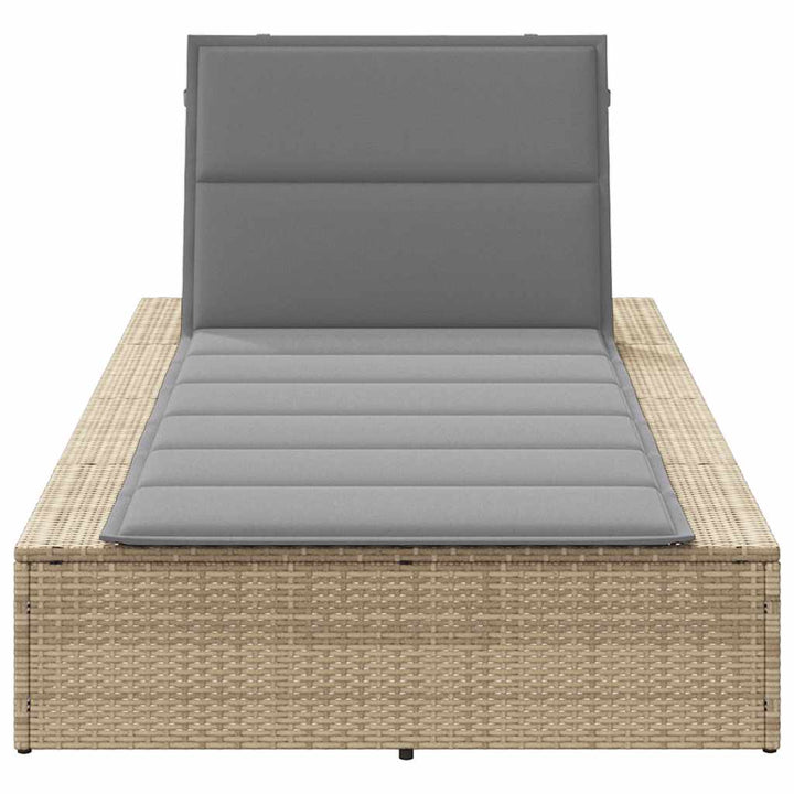 Sonnenliege mit schwebender Auflage Beige Poly Rattan