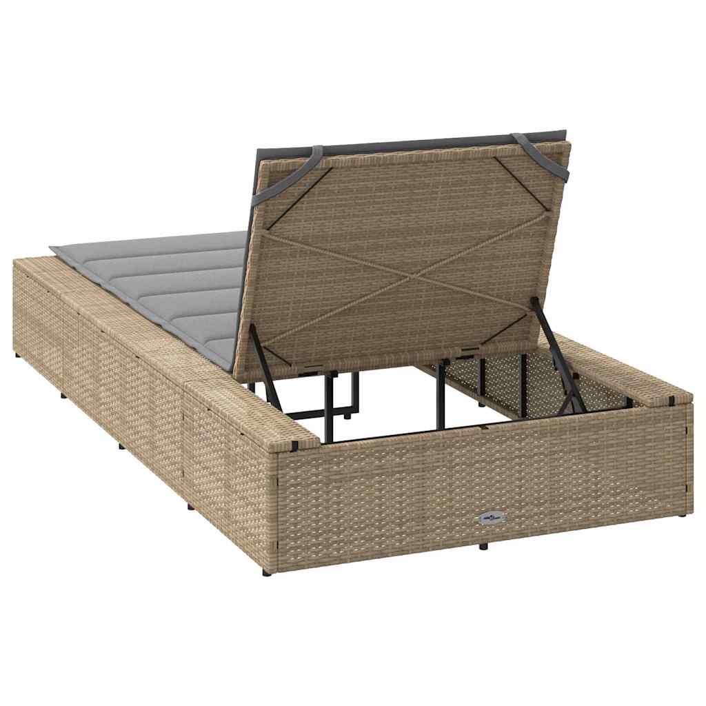 Sonnenliege mit schwebender Auflage Beige Poly Rattan