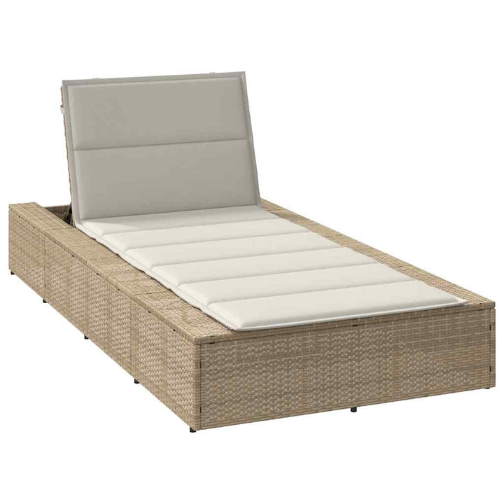 Sonnenliege mit schwebender Auflage Beige Poly Rattan