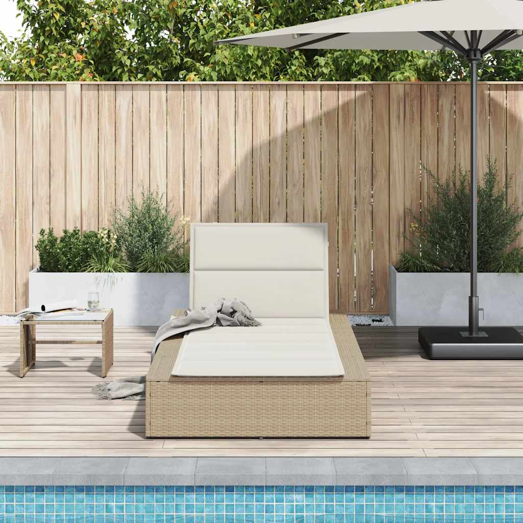 Sonnenliege mit schwebender Auflage Beige Poly Rattan