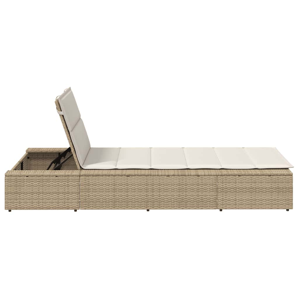 Sonnenliege mit schwebender Auflage Beige Poly Rattan